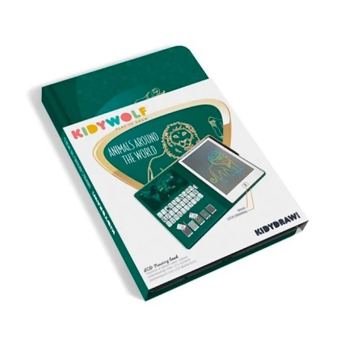 Tableta o pizarra de dibujo y escritura portátil Kidydraw Mini Animales del mundo - Kidywolf