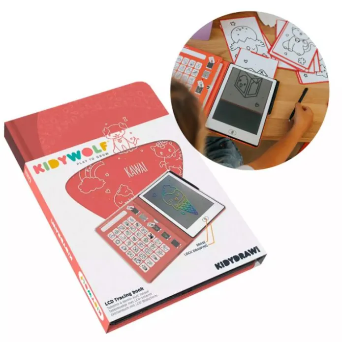 Tableta o pizarra de dibujo y escritura portátil Kidydraw Mini Kawai - Kidywolf