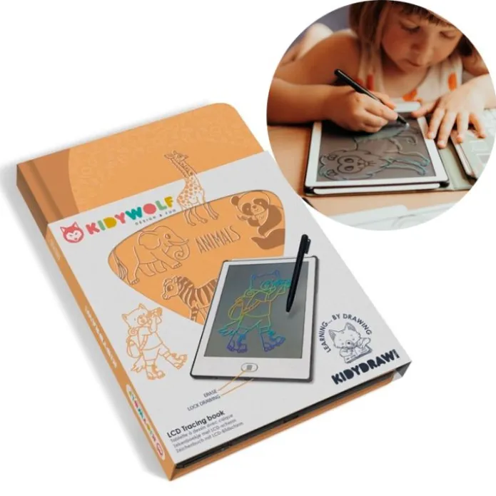 Tableta o pizarra de dibujo y escritura portátil Kidydraw Mini Animales - Kidywolf