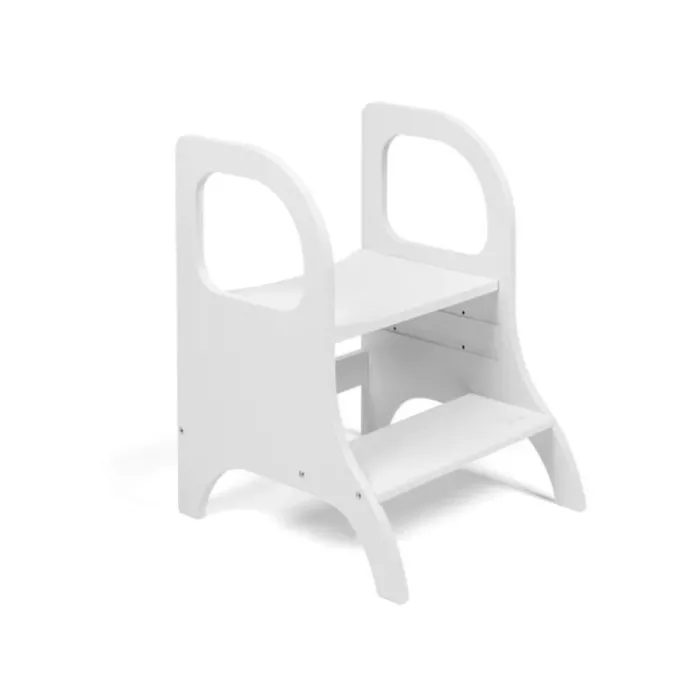 Taburete de aprendizaje de madera blanco con altura ajustable MIIMO - Ette Tete