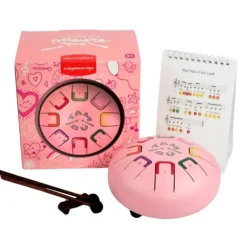 Tambor baby rosa pastel con 8 lengüetas metálicas - Tambú
