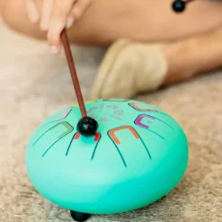 Tambor baby verde agua con 8 lengüetas metálicas - Tambú