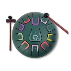 Tambor verde mate con 11 lengüetas metálicas - Tambú