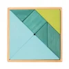 Tangram de madera azul y verde con librito - Grimm's