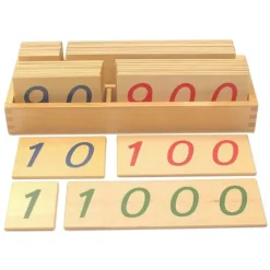 Tarjetas de madera grandes con números 1-9000 - Montessori
