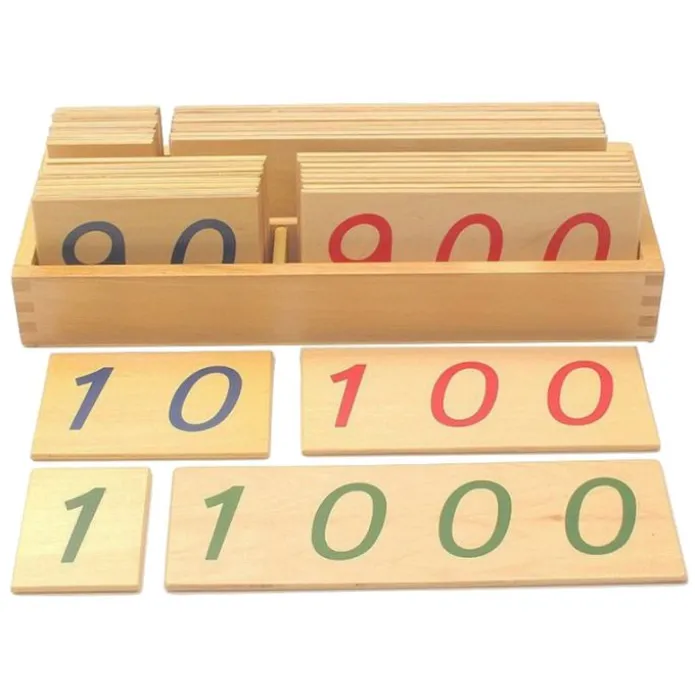 Tarjetas de madera grandes con números 1-9000 - Montessori