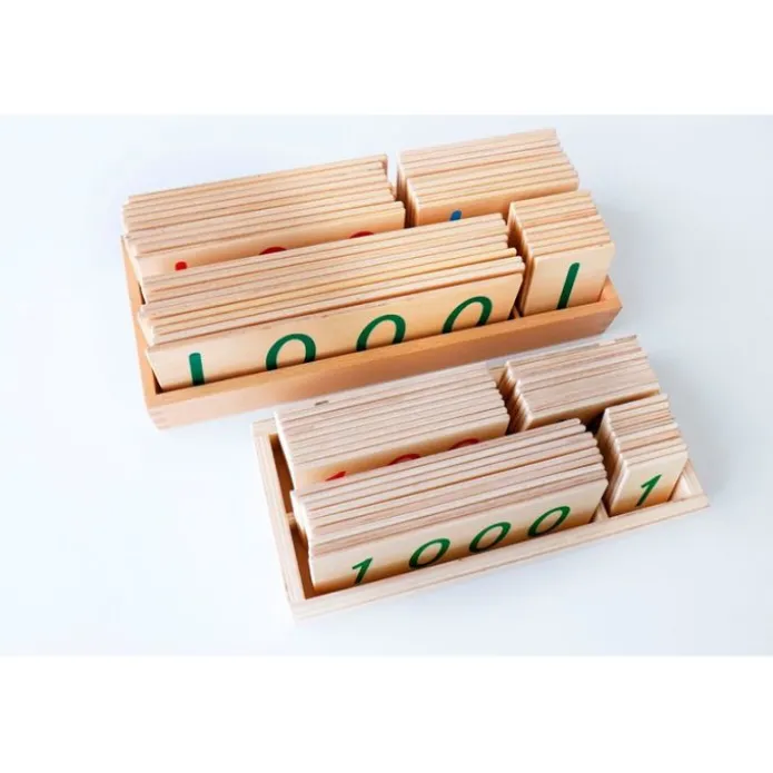 Tarjetas de madera grandes con números 1-9000 - Montessori