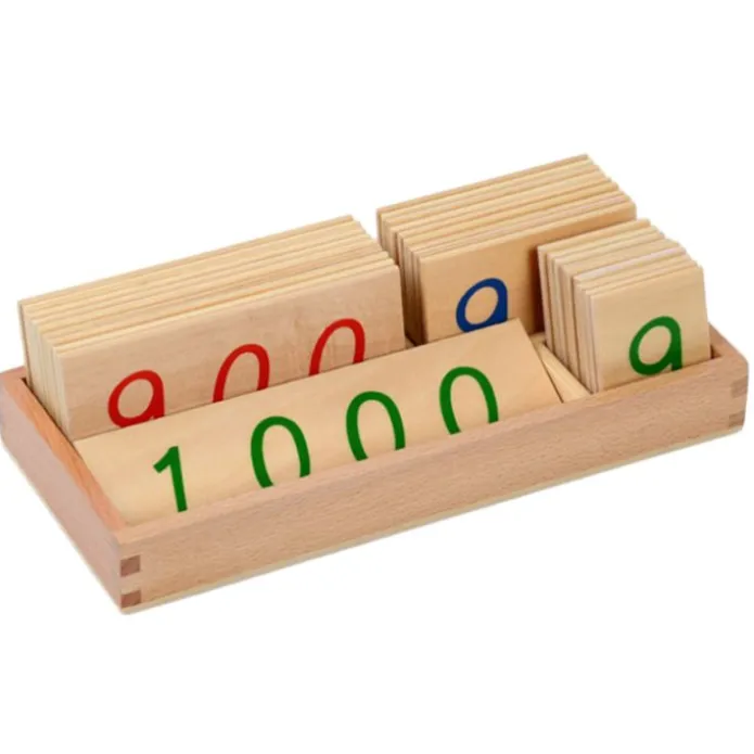 Tarjetas de madera grandes con números 1-1000 - Montessori