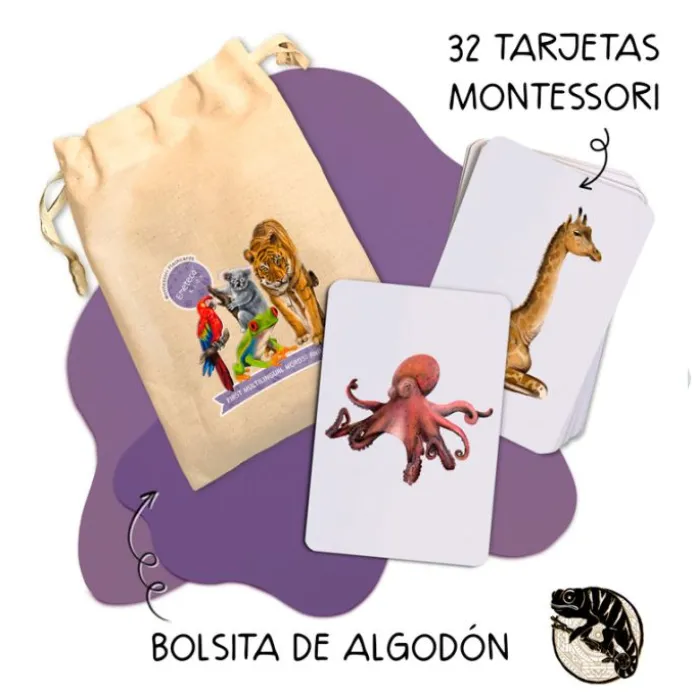 Tarjetas 8 idiomas Mis primeras palabras multilingües: animales (32) - Emeteca Kids