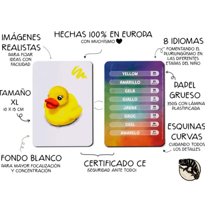 Tarjetas 8 idiomas Mis primeras palabras multilingües: colores (32) - Emeteca Kids