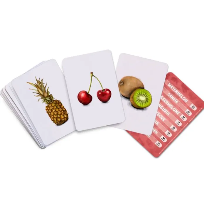 Tarjetas 8 idiomas Mis primeras palabras multilingües: frutas y verduras (32) - Emeteca Kids