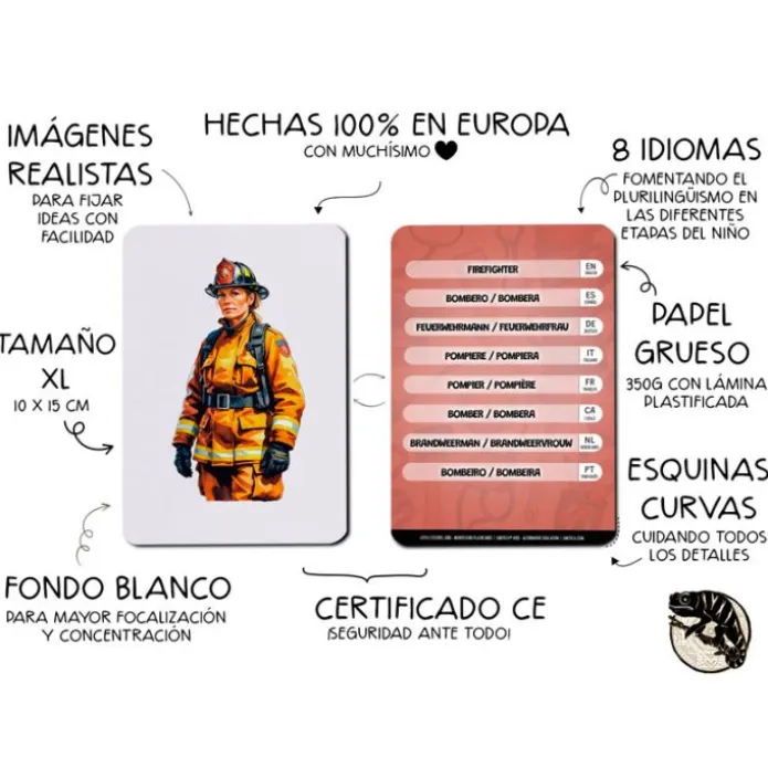 Tarjetas 8 idiomas Pequeños ciudadanos: Profesiones (30) - Emeteca Kids