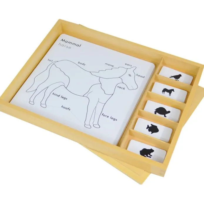 Tarjetas para puzles de animales con caja de madera - Montessori
