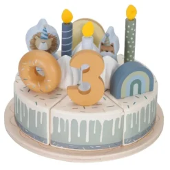 Tarta de cumpleaños de madera arcoíris para cortar - Little Dutch