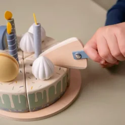 Tarta de cumpleaños de madera arcoíris para cortar - Little Dutch
