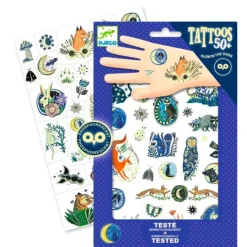 Tatuajes animales nocturnos que brillan en la oscuridad - Djeco