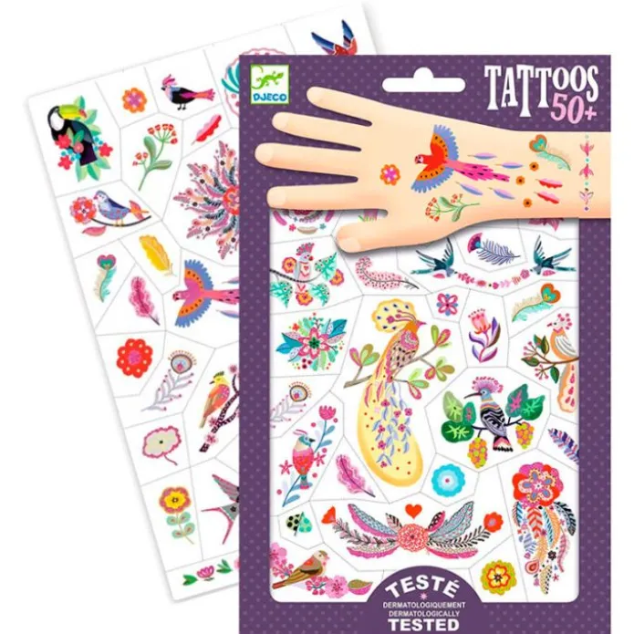 Tatuajes pajaros metalizados - Djeco
