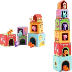 Topanifarm: cubos apilables y animales - Djeco