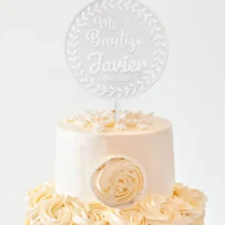 Topper transparente personalizado Mi Bautizo - nombre y fecha