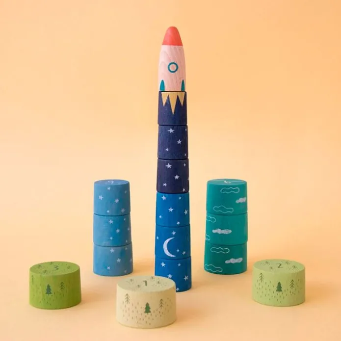 Torre cohete apilable de madera Up to the Stars 16 piezas - Londji