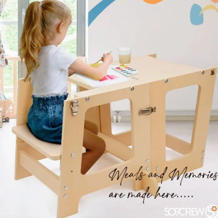 Torre de aprendizaje de madera convertible en mesa con pizarra Prema - 509Crew