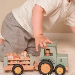 Tractor de madera con remolque y accesorios - Little Dutch