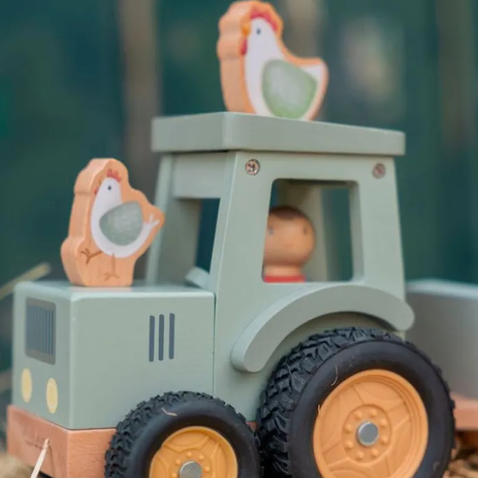 Tractor de madera con remolque y accesorios - Little Dutch