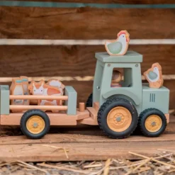 Tractor de madera con remolque y accesorios - Little Dutch