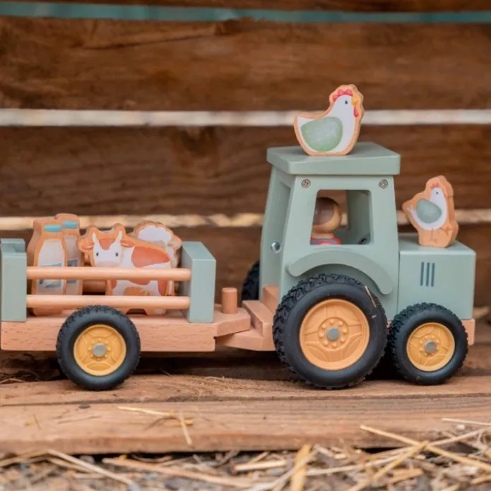 Tractor de madera con remolque y accesorios - Little Dutch