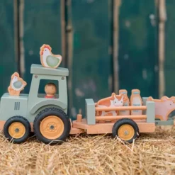 Tractor de madera con remolque y accesorios - Little Dutch