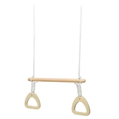 Trapecio de cuerda y madera con anillas para interior o exterior - Kinderfeets