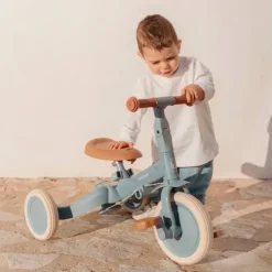 Triciclo con barra convertible en bicicleta 4 en 1 azul - Little Dutch