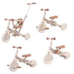 Triciclo con barra convertible en bicicleta 4 en 1 blanco - Little Dutch
