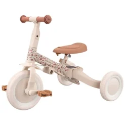 Triciclo con barra convertible en bicicleta 4 en 1 blanco - Little Dutch