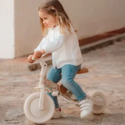Triciclo con barra convertible en bicicleta 4 en 1 blanco - Little Dutch