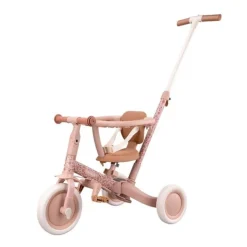 Triciclo con barra convertible en bicicleta 4 en 1 rosa - Little Dutch