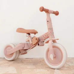 Triciclo con barra convertible en bicicleta 4 en 1 rosa - Little Dutch