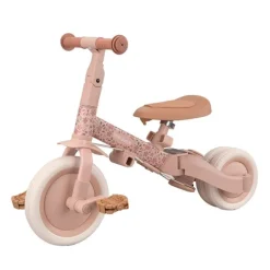 Triciclo con barra convertible en bicicleta 4 en 1 rosa - Little Dutch