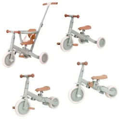 Triciclo con barra convertible en bicicleta 4 en 1 verde - Little Dutch