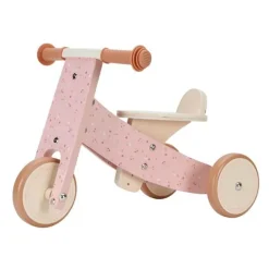 Triciclo de madera rosa flores - Little Dutch
