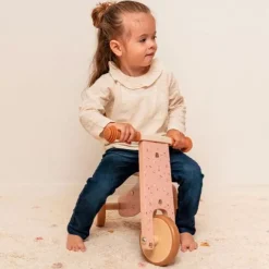 Triciclo de madera rosa flores - Little Dutch