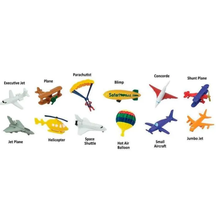 Tubo 12 piezas vehículos del aire - Safari