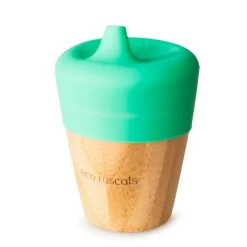 Vaso de aprendizaje con tapa de silicona verde 190 ml - Madera de Bambú - Eco Rascals