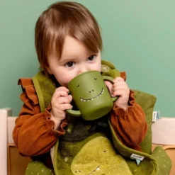 Vaso de silicona con asas verde dinosaurio - Trixie